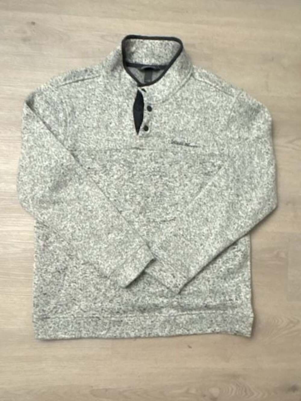 Eddie Bauer Men's Gray Fleece 1/4 Snap Pullover Sweater Size Large